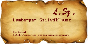 Lamberger Szilvánusz névjegykártya